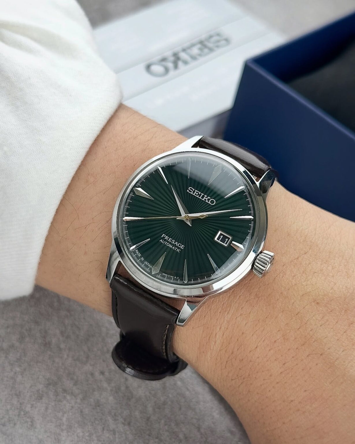 SEIKO PRESAGE (GREEN DIAL LEATHER STRAP)